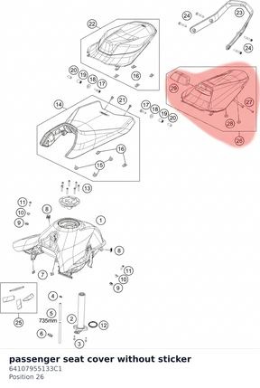 Diagram preview: passenger seat cover without sticker (64107955133C1)