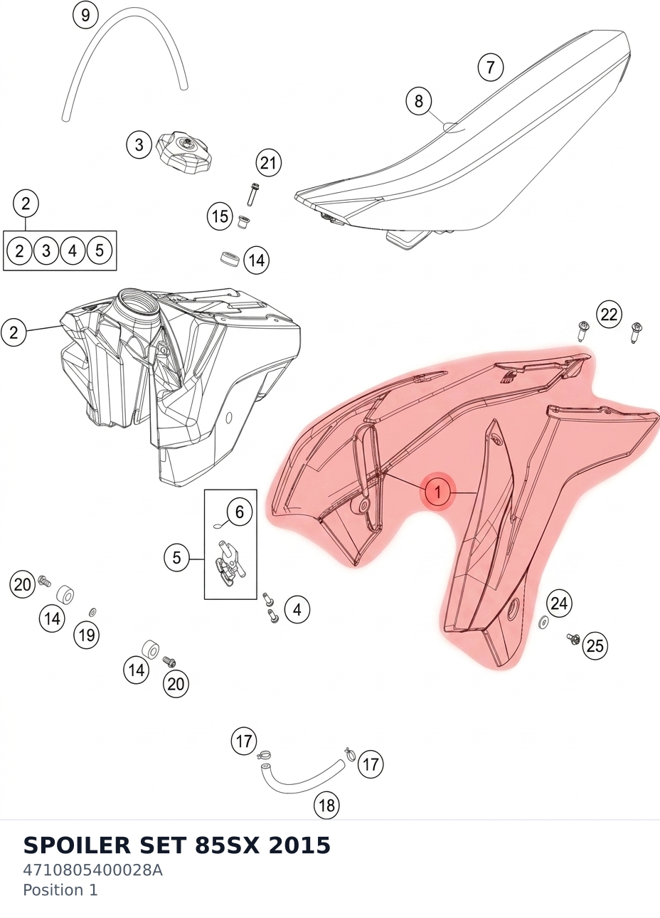 Diagram preview: SPOILER SET 85SX          2015 (4710805400028A)