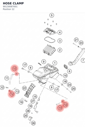 Diagram preview: HOSE CLAMP (90130087001)