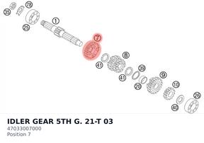 Diagram preview: IDLER GEAR 5TH G. 21-T      03 (47033007000)
