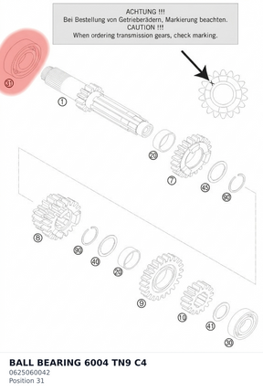 Diagram preview: BALL BEARING 6004 TN9 C4 (0625060042)