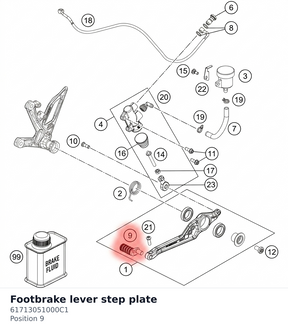 Diagram preview: Footbrake lever step plate (61713051000C1)