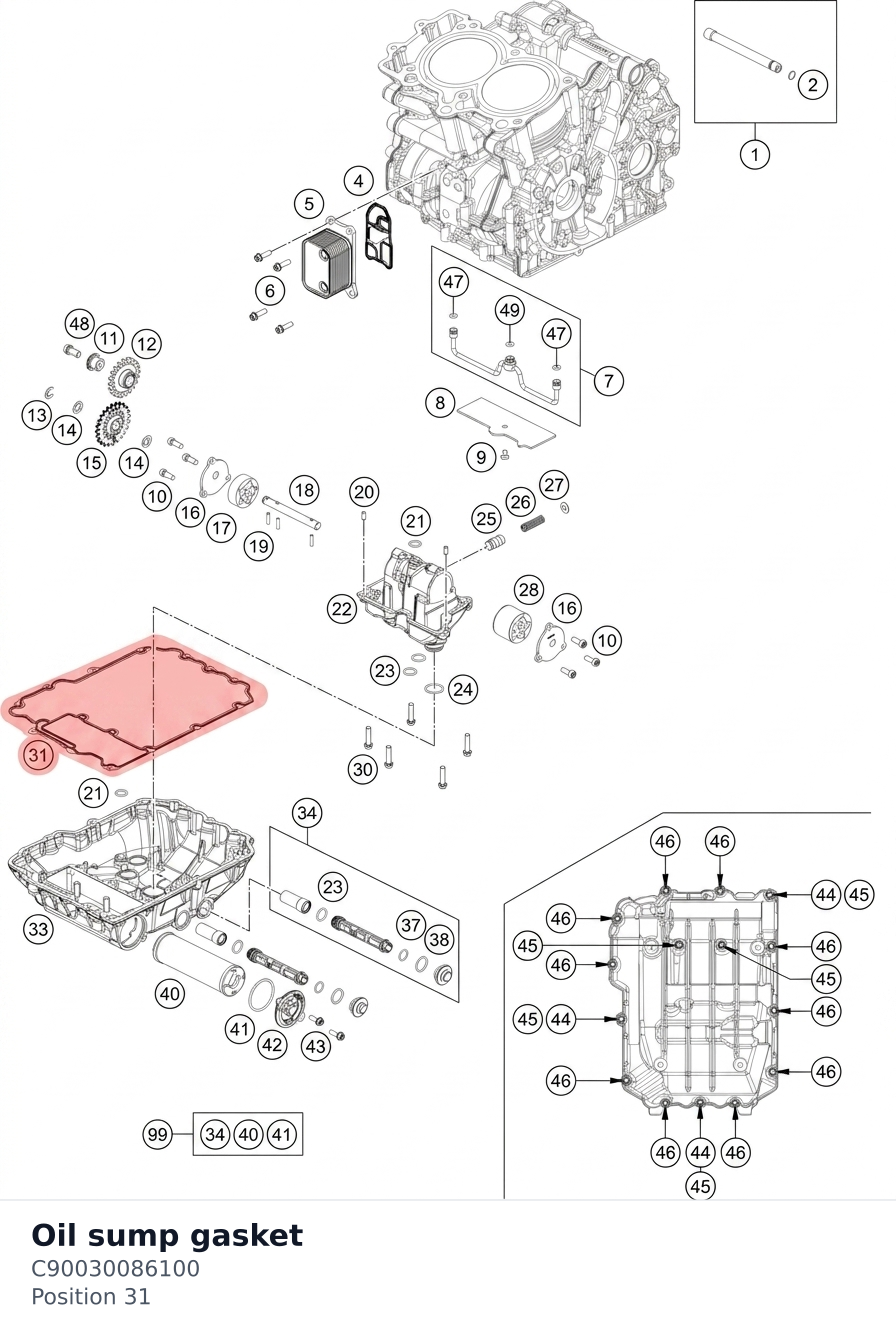 Diagram preview: Oil sump gasket (C90030086100)