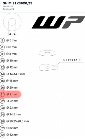 Diagram preview: SHIM 21X36X0,25 (50180209)