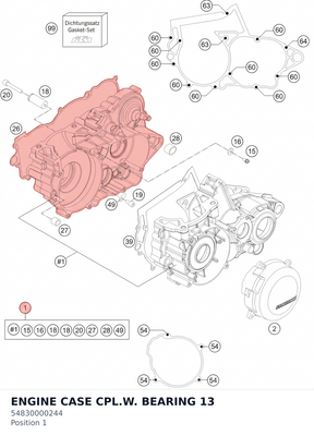 Diagram preview: ENGINE CASE CPL.W. BEARING 13 (54830000244)