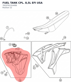 Diagram preview: FUEL TANK CPL. 8,5L EFI USA (7810701314499)