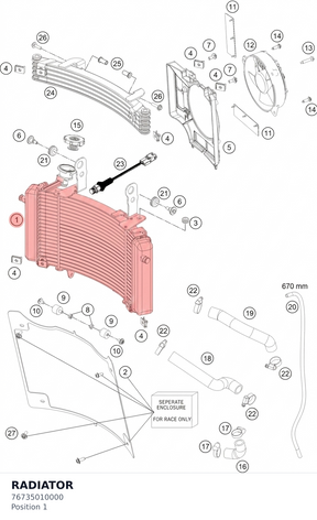 Diagram preview: RADIATOR (76735010000)