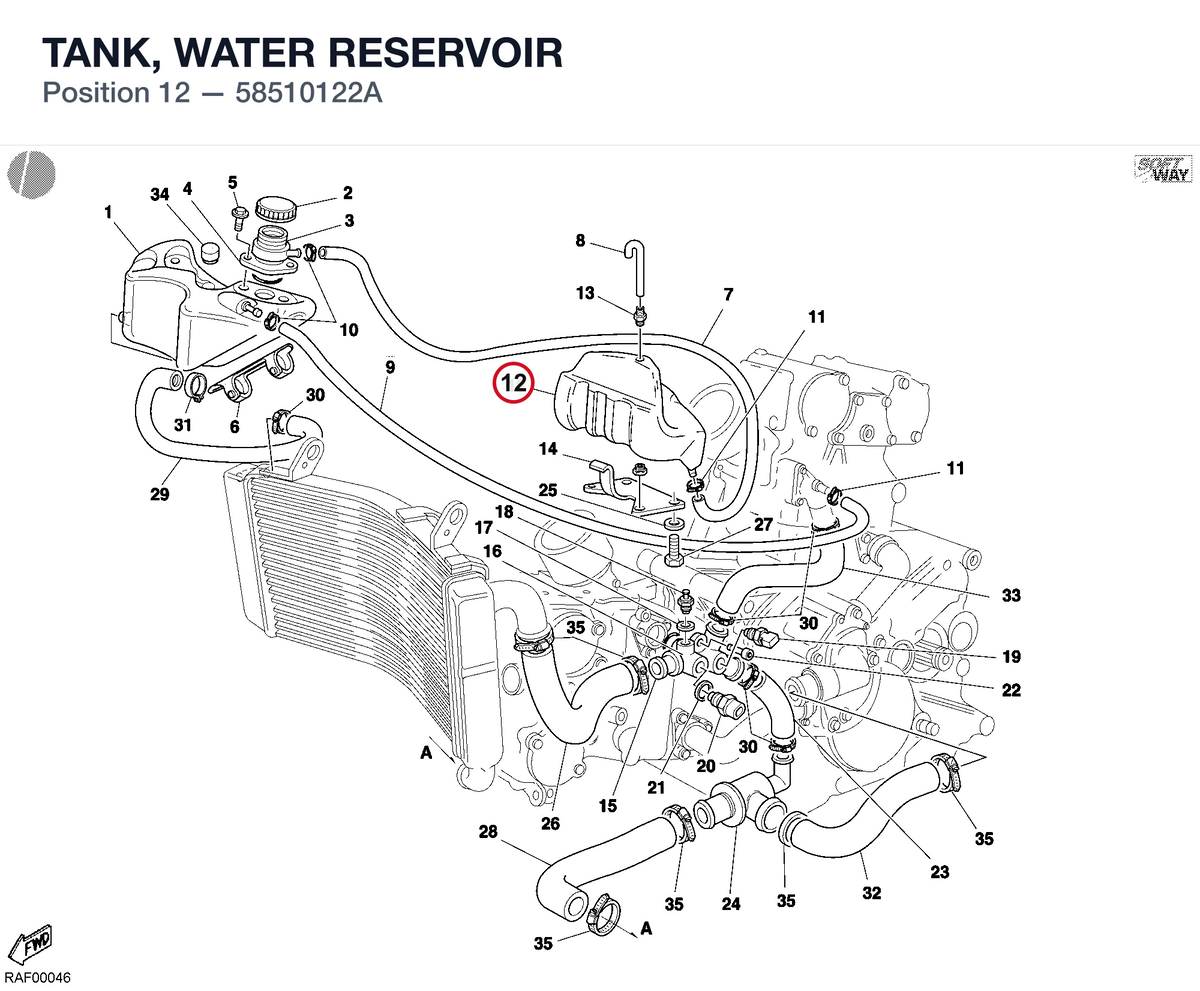TANK, WATER RESERVOIR 58510122A diagram position