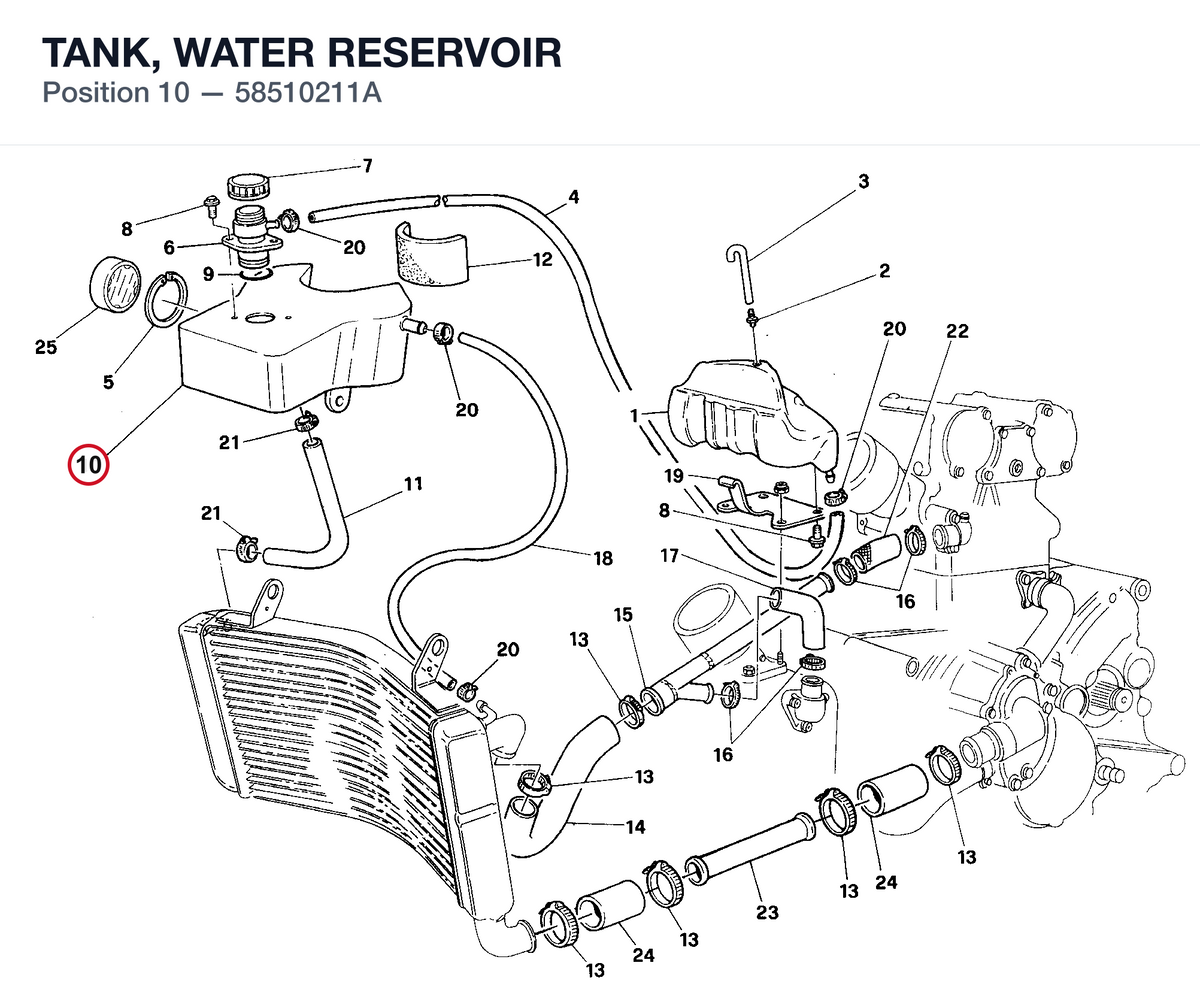 TANK, WATER RESERVOIR 58510211A diagram position
