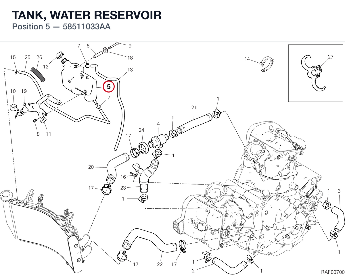 TANK, WATER RESERVOIR 58511033AA diagram position