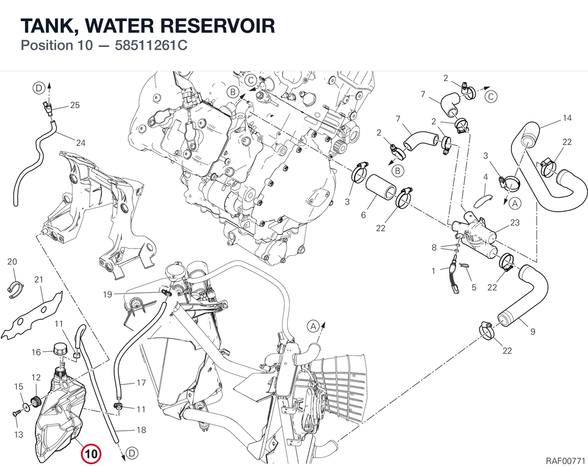 TANK, WATER RESERVOIR 58511261C diagram position