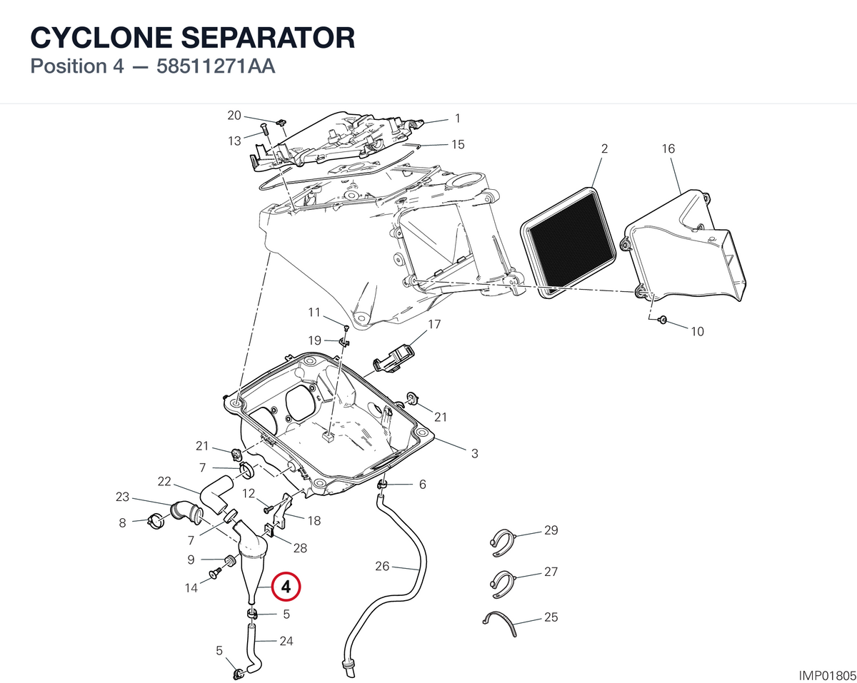 CYCLONE SEPARATOR 58511271AA diagram position