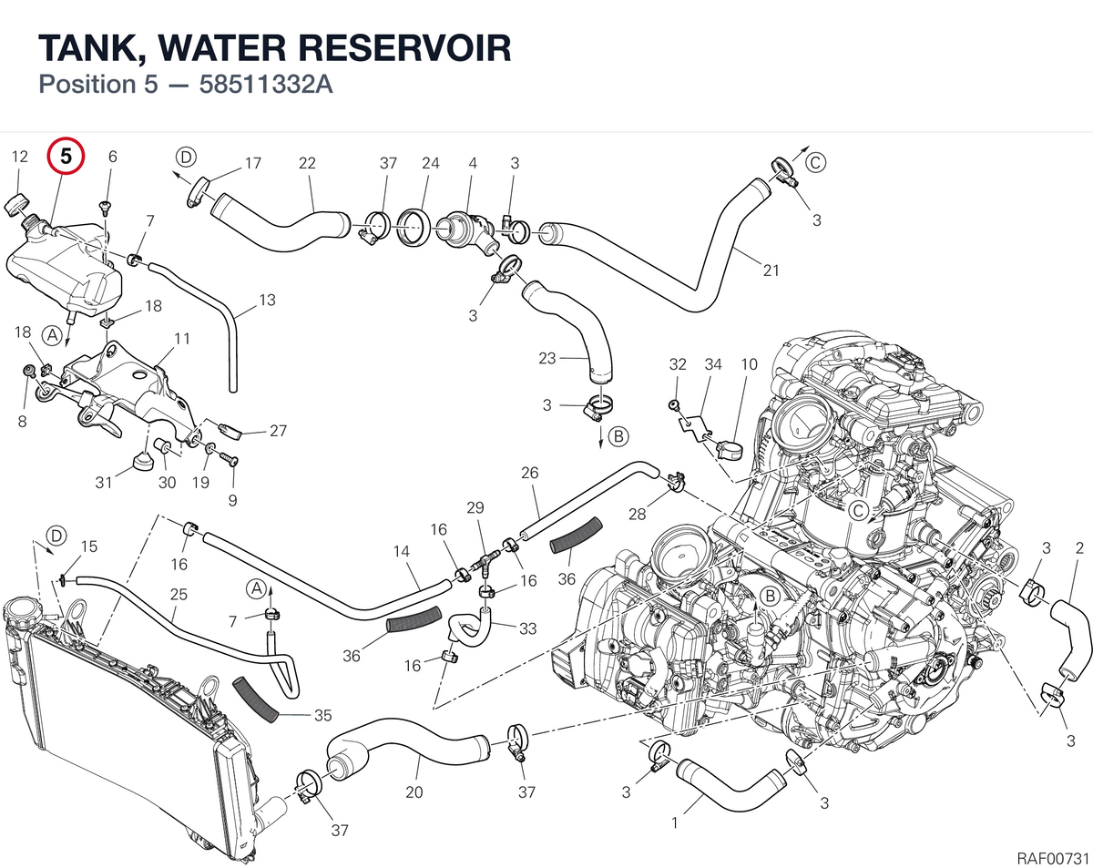 TANK, WATER RESERVOIR 58511332A diagram position