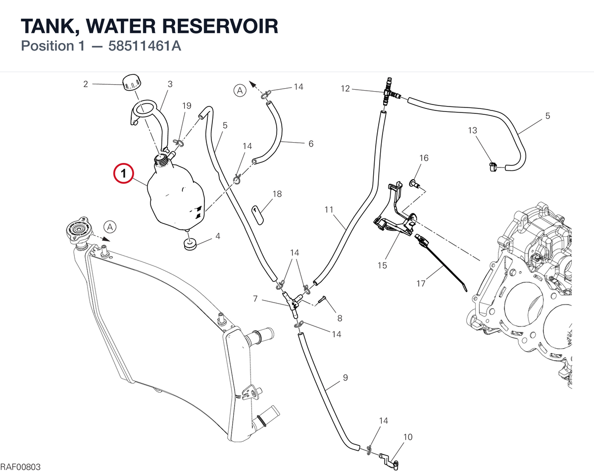 TANK, WATER RESERVOIR 58511461A diagram position