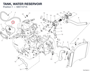 TANK, WATER RESERVOIR 58511571A diagram position