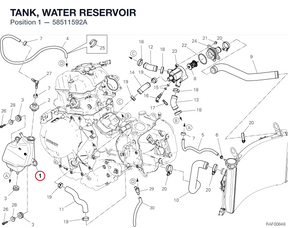 TANK, WATER RESERVOIR 58511592A diagram position