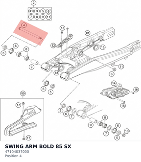 Diagram preview: SWING ARM BOLD 85 SX (47104037000)
