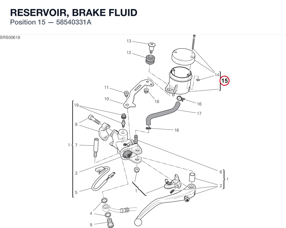 RESERVOIR, BRAKE FLUID 58540331A diagram position