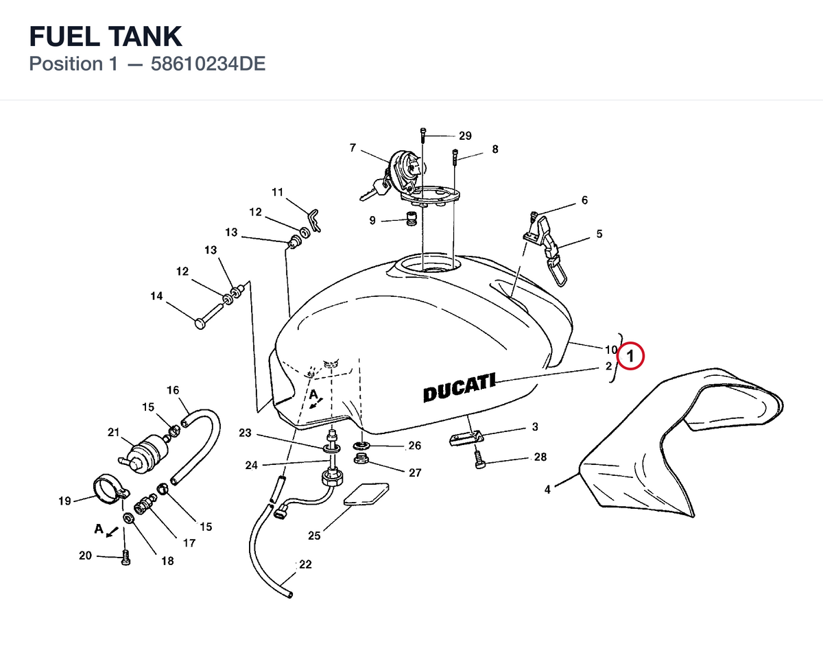 FUEL TANK 58610234DE diagram position