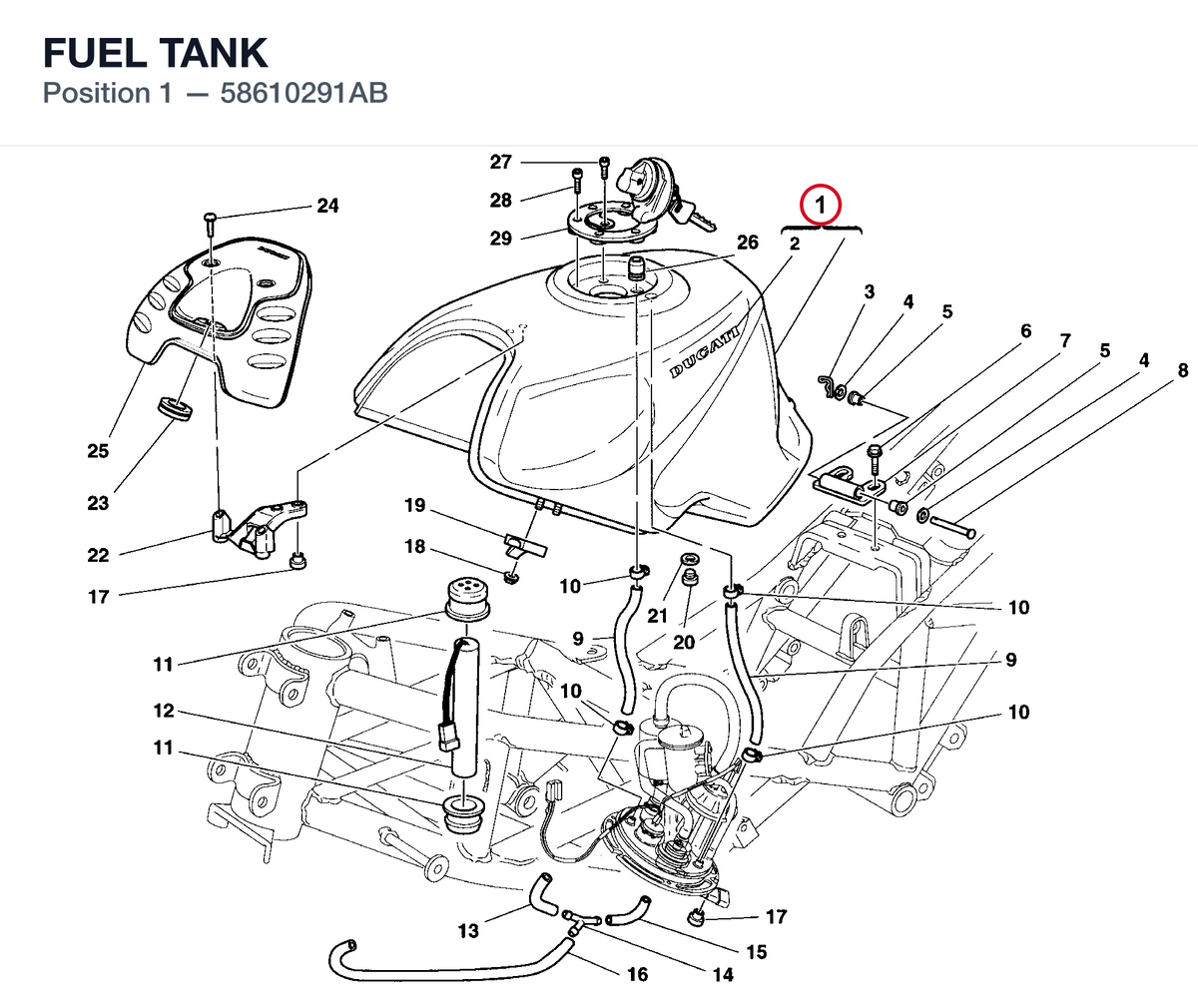 FUEL TANK 58610291AB diagram position