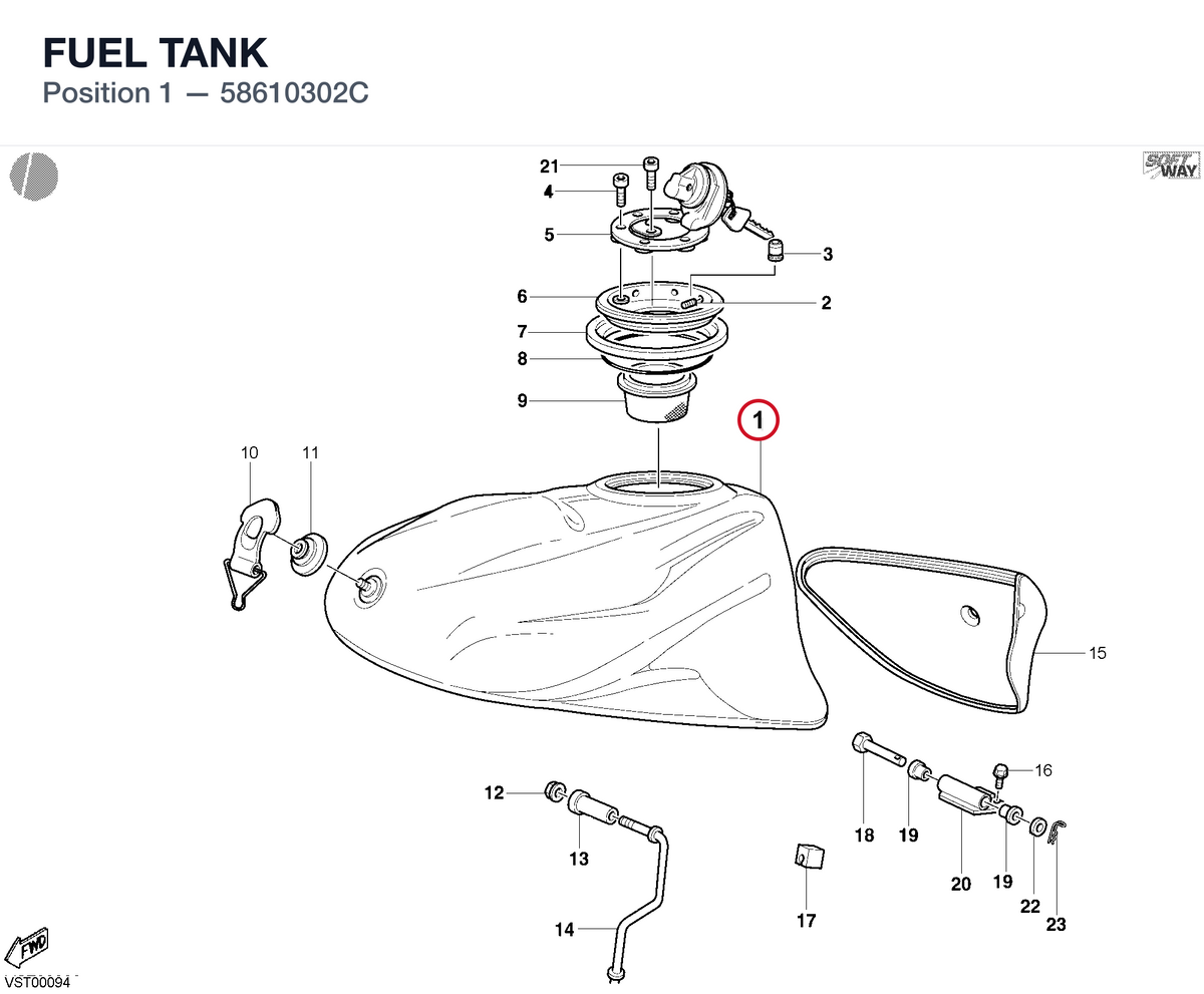 FUEL TANK 58610302C diagram position