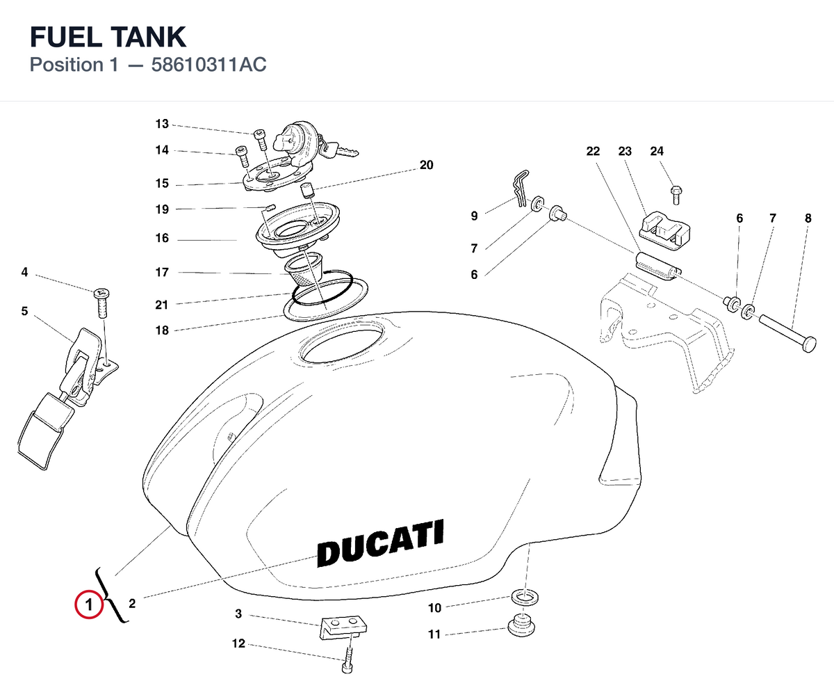 FUEL TANK 58610311AC diagram position