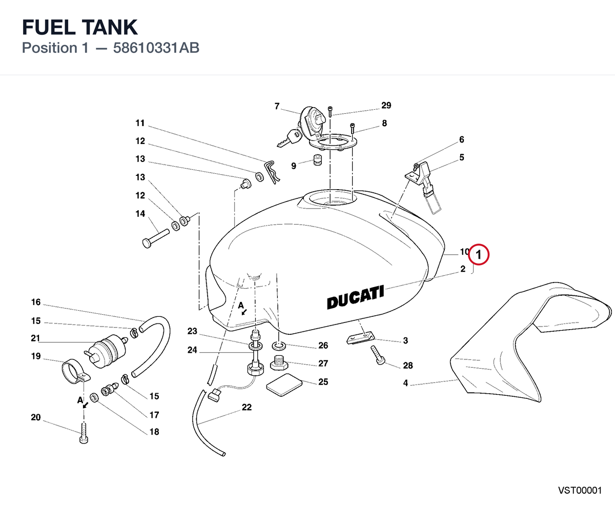 FUEL TANK 58610331AB diagram position