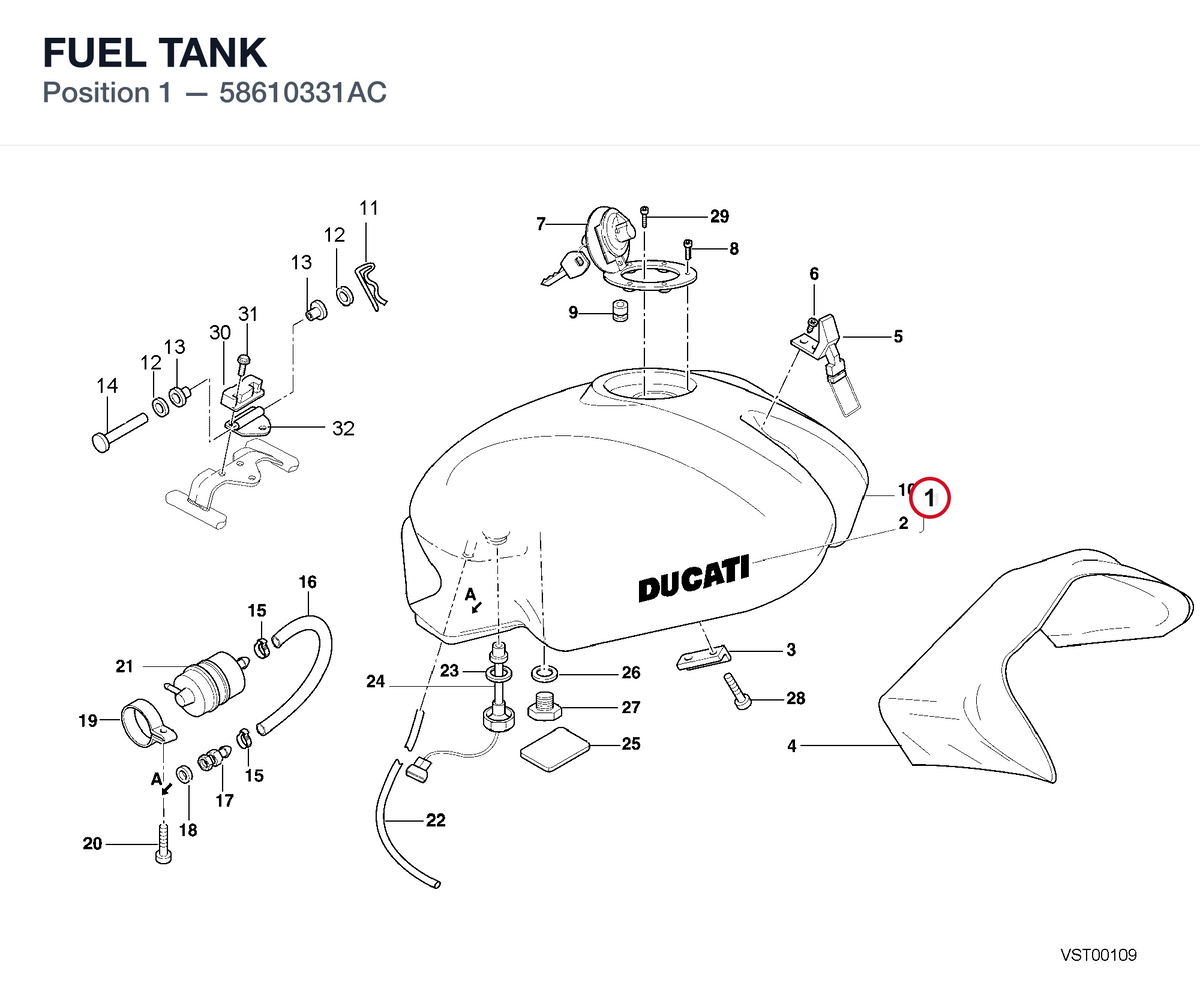 FUEL TANK 58610331AC diagram position