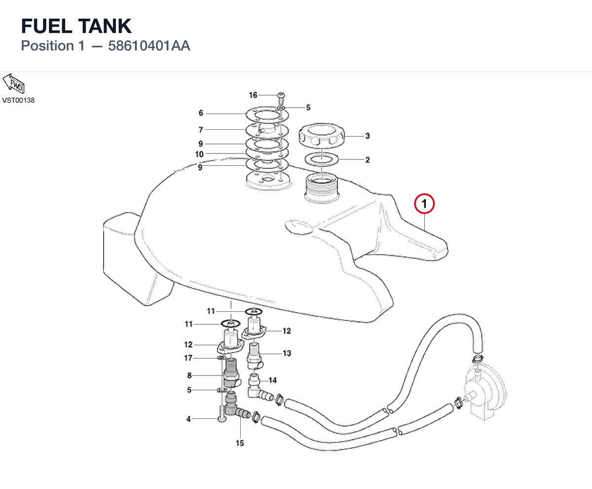 FUEL TANK 58610401AA diagram position