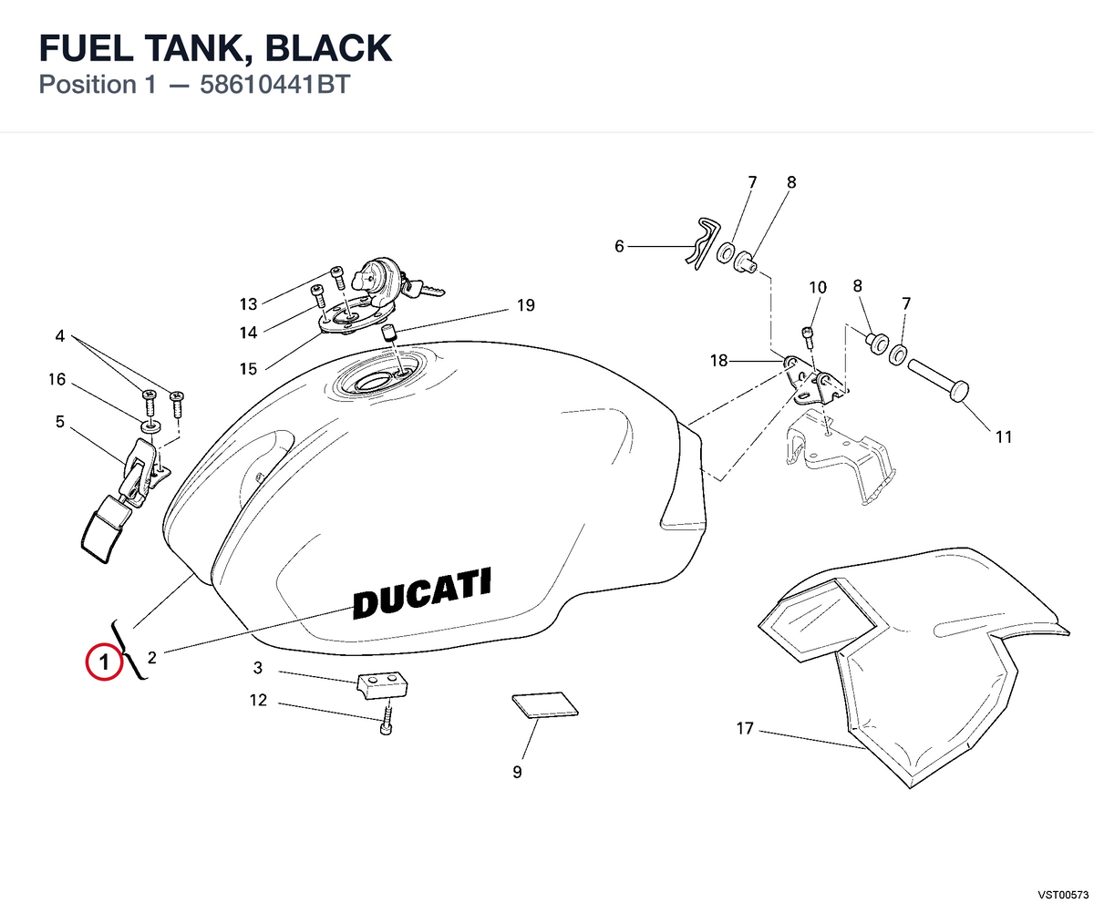 FUEL TANK, BLACK 58610441BT diagram position