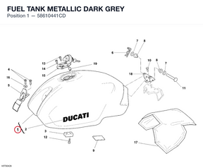 FUEL TANK METALLIC DARK GREY 58610441CD diagram position
