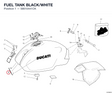 FUEL TANK BLACK/WHITE 58610441CK diagram position