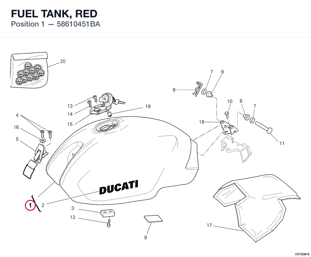 FUEL TANK, RED 58610451BA diagram position