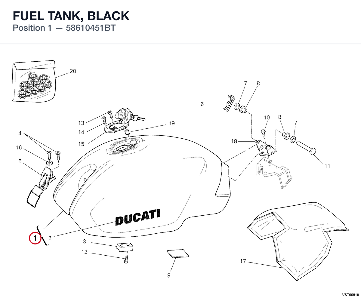 FUEL TANK, BLACK 58610451BT diagram position