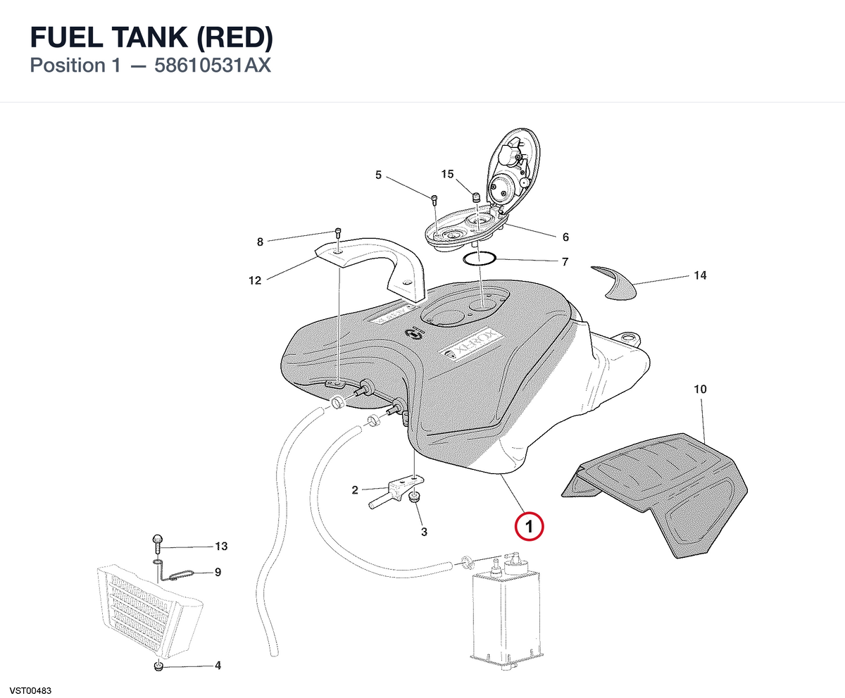 FUEL TANK (RED) 58610531AX diagram position