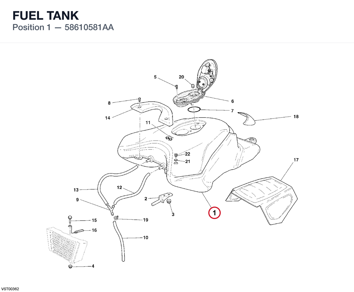 FUEL TANK 58610581AA diagram position