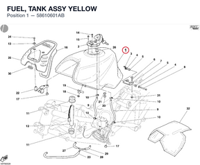 FUEL, TANK ASSY YELLOW 58610601AB diagram position