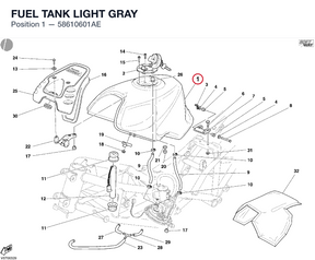 FUEL TANK LIGHT GRAY 58610601AE diagram position