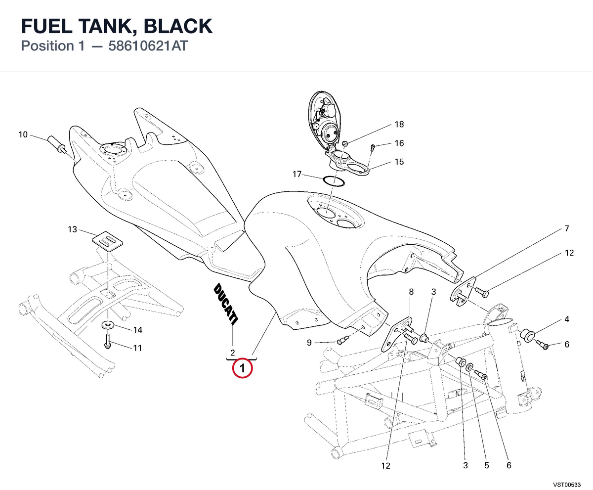 FUEL TANK, BLACK 58610621AT diagram position