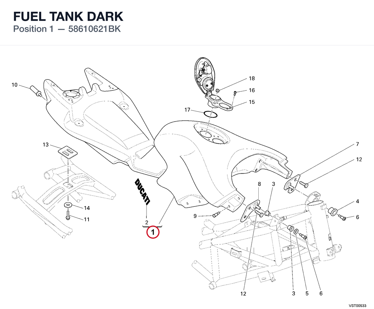FUEL TANK DARK 58610621BK diagram position