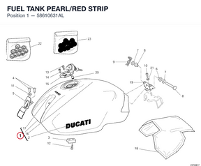 FUEL TANK PEARL/RED STRIP 58610631AL diagram position