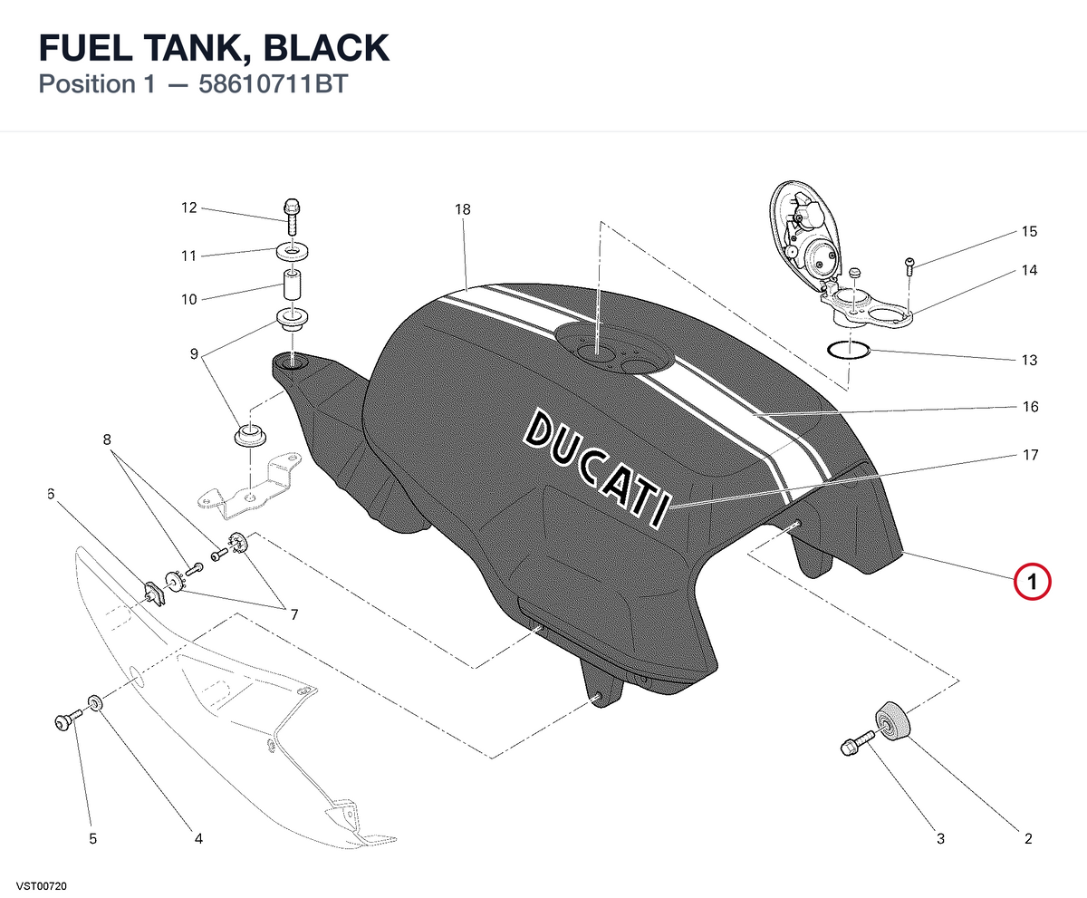 FUEL TANK, BLACK 58610711BT diagram position