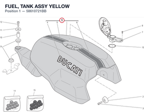 FUEL, TANK ASSY YELLOW 58610721BB diagram position