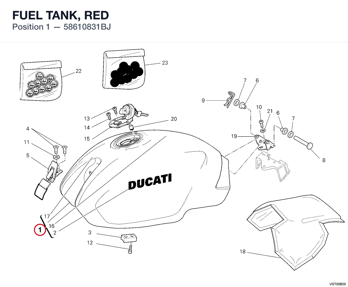 FUEL TANK, RED 58610831BJ diagram position