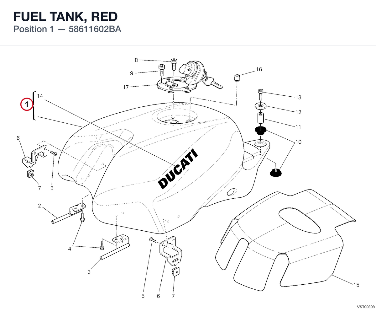 FUEL TANK, RED 58611602BA diagram position