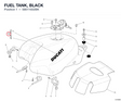 FUEL TANK, BLACK 58611602BK diagram position