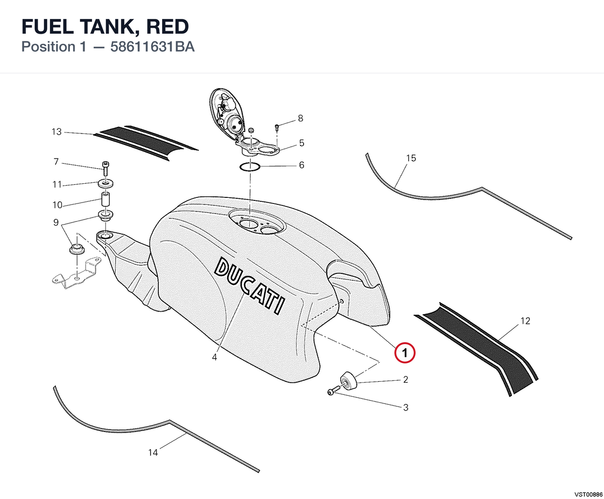 FUEL TANK, RED 58611631BA diagram position