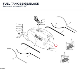 FUEL TANK BEIGE/BLACK 58611631BC diagram position