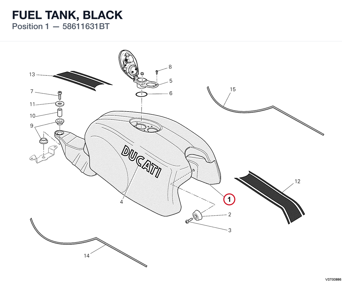 FUEL TANK, BLACK 58611631BT diagram position