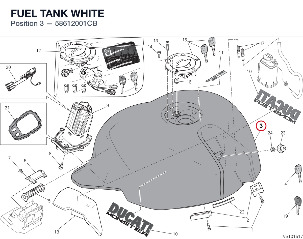 FUEL TANK WHITE 58612001CB diagram position